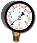 Pressure Gauge, 2-1/2\" Dial, 0-15 PSI